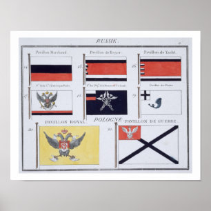 Póster Banderas rusas, de un libro francés de banderas, c