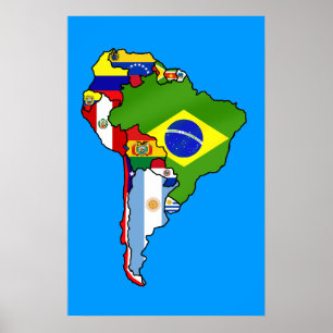 Póster Banderas sudamericanas de la bandera de América de