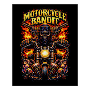Póster Bandido en Motocicleta