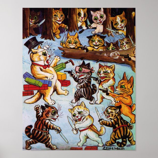Póster Bandidos de gatitos, Louis Wain (Frente)
