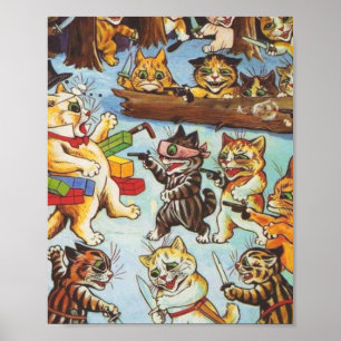 Póster Bandidos Kitten De Louis Wain