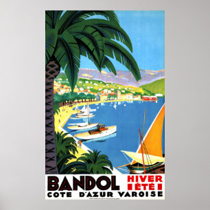 Póster Bandol, Costa Azul, Francia, costa francesa, vinta