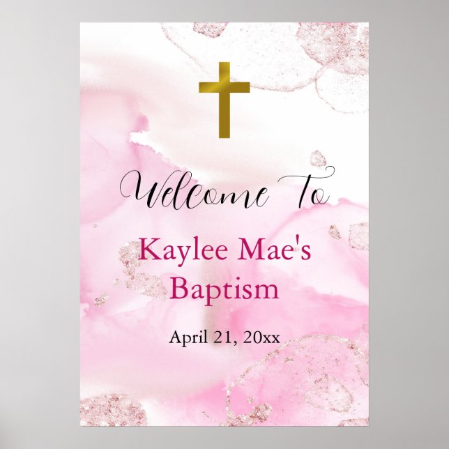 Póster Bañeo y torbellino de nubes rosadas Poster del bau (Frente)