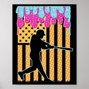 Póster Bañera de béisbol Boys Helado Bandera Americana 4ª