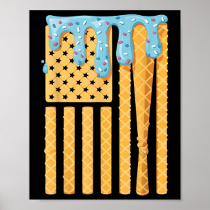 Póster Bañera de béisbol, niños que manejan helado, ameri
