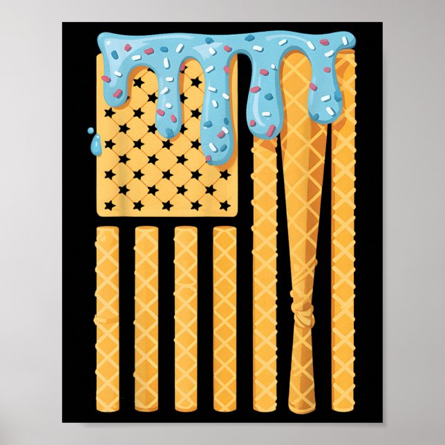 Póster Bañera de béisbol, niños que manejan helado, ameri (Frente)