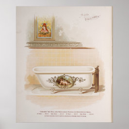 Póster Bañera de época victoriana suave Cherub Gold