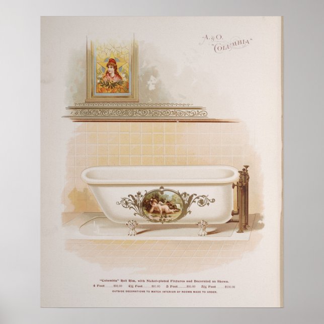 Póster Bañera de época victoriana suave Cherub Gold (Frente)
