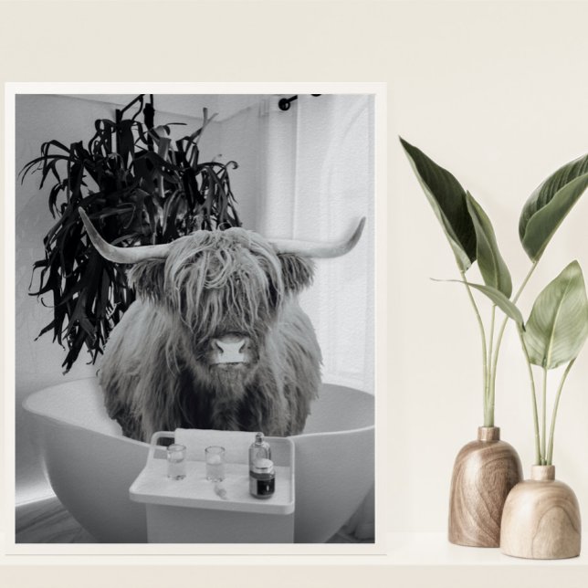 Póster Bañera de vaca Highland Baño Blanco Negro (Subido por el creador)