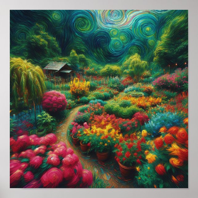 Póster Bañeras encantadas: Un jardín de ensueño de Van Go (Frente)