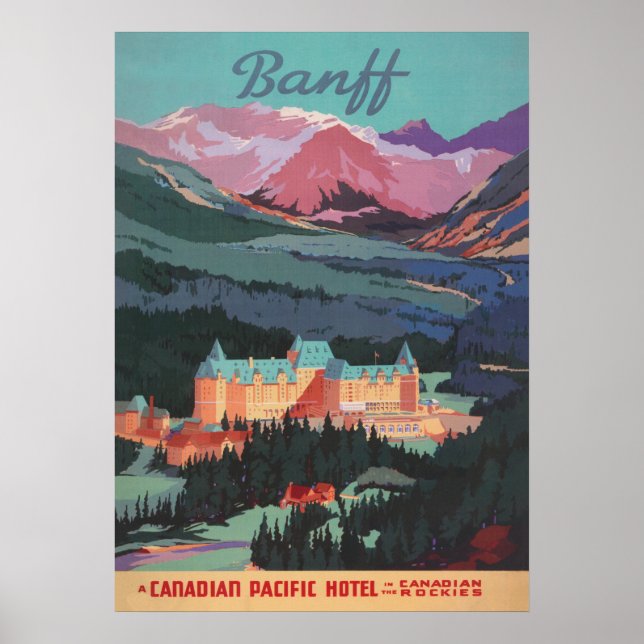 Póster Banff Canada Vintage Travel Poster (Frente)
