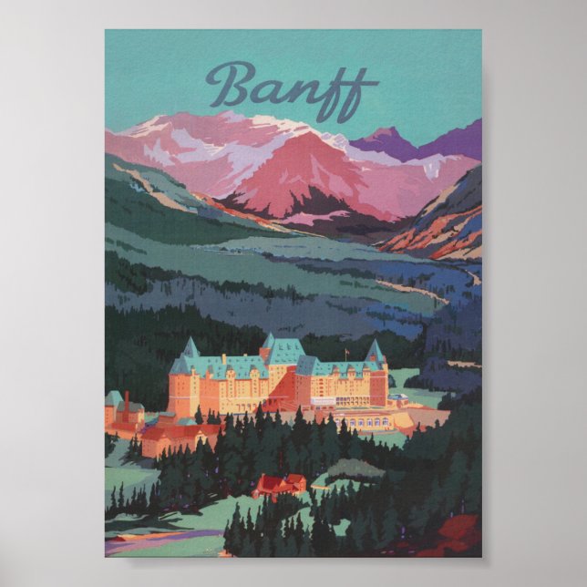 Póster Banff Canada Vintage Travel Poster (Frente)
