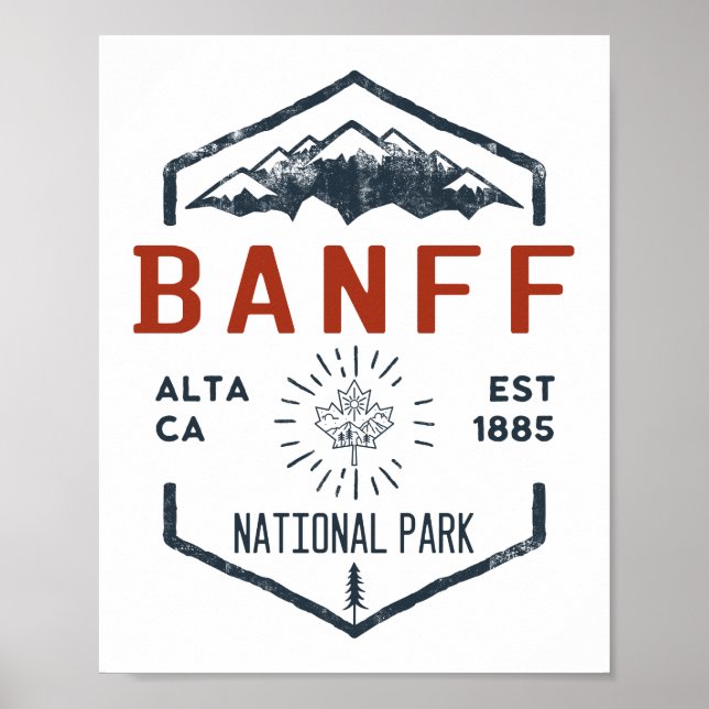 Póster Banff National Park Canada Vintage Distressed  (Frente)