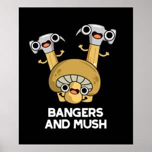 Póster Bangers Y Mush Funny Comida Inglesa Pun Dark BG