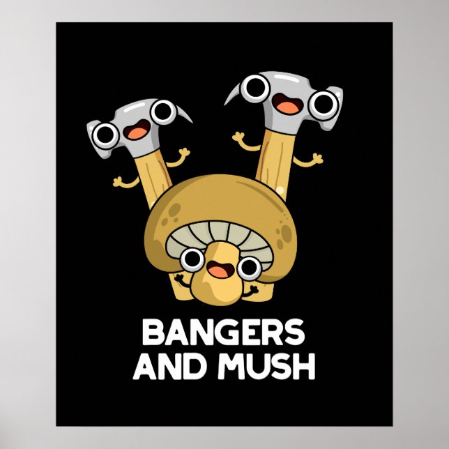 Póster Bangers Y Mush Funny Comida Inglesa Pun Dark BG (Frente)