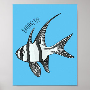 Póster Banggai cardinalfish cartoon illustration 