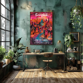 Póster Bangkok Arte vibrante Estilo Contemporáneo