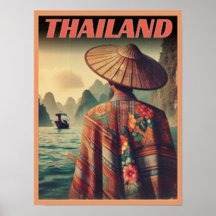 Póster Bangkok ciudad Tailandia viejo hombre viajes regal