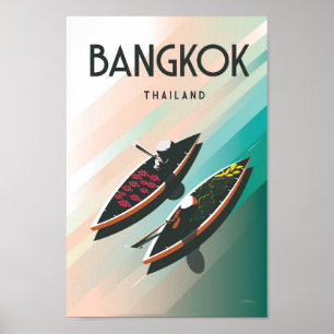 Póster Bangkok tailandia afiche de viaje gorra asiático v