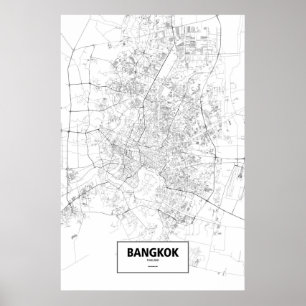 Póster Bangkok, Tailandia (negro en blanco)