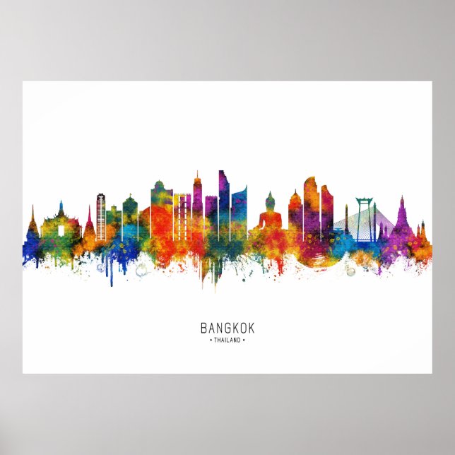 Póster Bangkok Thailand Skyline (Frente)