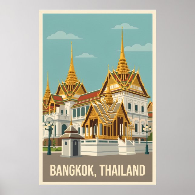 Póster Bangkok Thailand Vintage Travel Poster (Frente)
