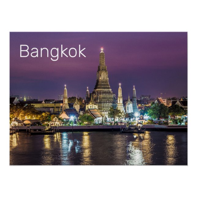 Póster Bangkok Wat Arun Sunset BKK Tailandia Souvenir (Anverso)