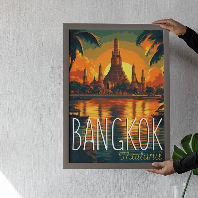 Póster Bangkok, Wat Arun Temple Retro Travel (Subido por el creador)
