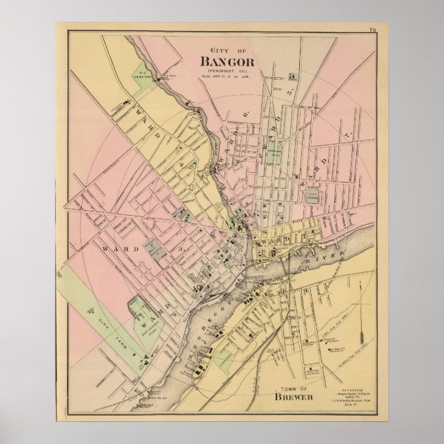 Póster Bangor, Brewer, Maine (Frente)