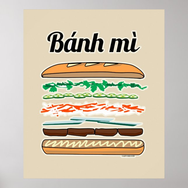 Póster Banh Mi sandwich Vietnamita Pan de pan (Frente)