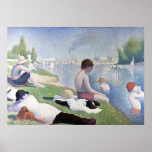 Póster Bañistas en Asnières pintura de Georges Seurat 
