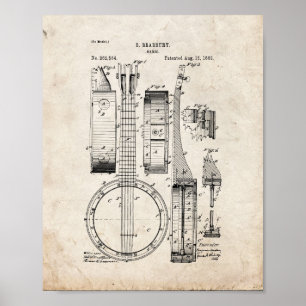 Póster Banjo Patent - Old Look