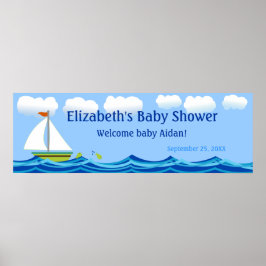 Póster Banner Baby Shower de barco de vela
