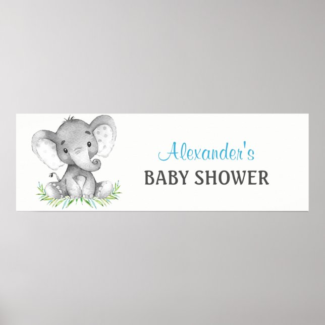Póster Banner Baby Shower de Elephant Boy (Frente)