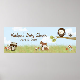 Póster Banner Baby Shower de Forest Friends