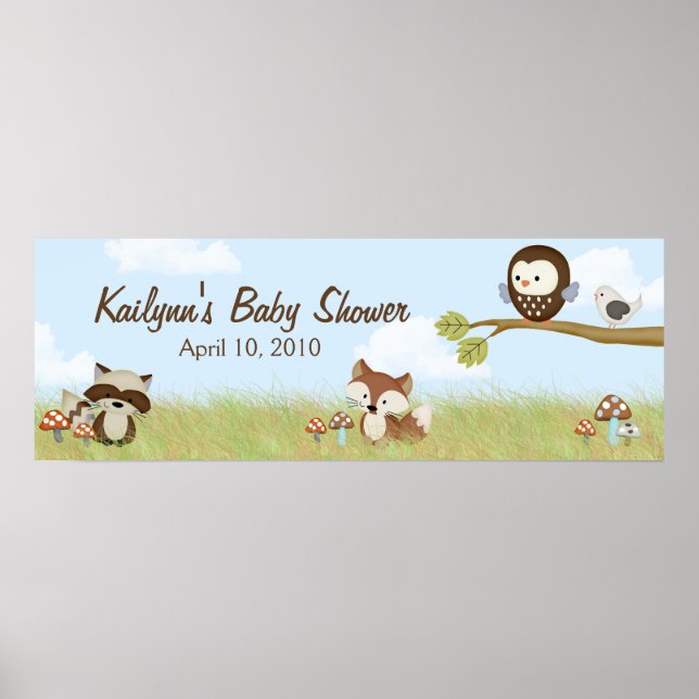 Póster Banner Baby Shower de Forest Friends (Frente)