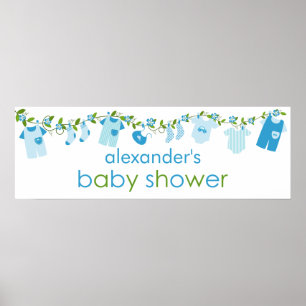Póster Banner Baby Shower de la línea azul del bebé