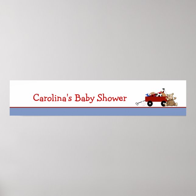 Póster Banner Baby Shower de Little Red Wagon (Frente)