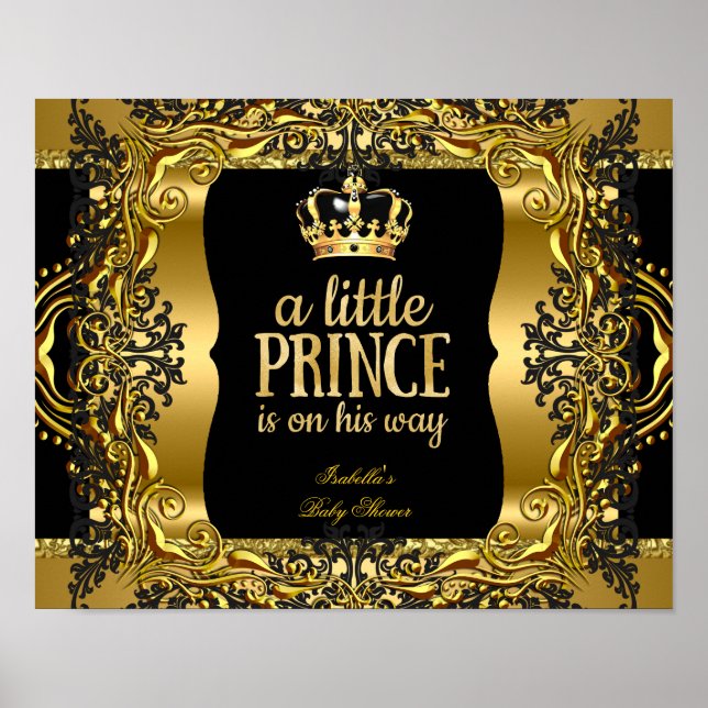Póster Banner Baby Shower Little Prince Gold Black (Frente)