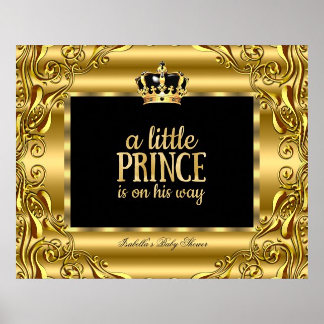 Póster Banner Baby Shower Little Prince Gold Black 3 (Frente)