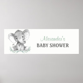 Póster Banner Baby Shower para Elefante de Agua