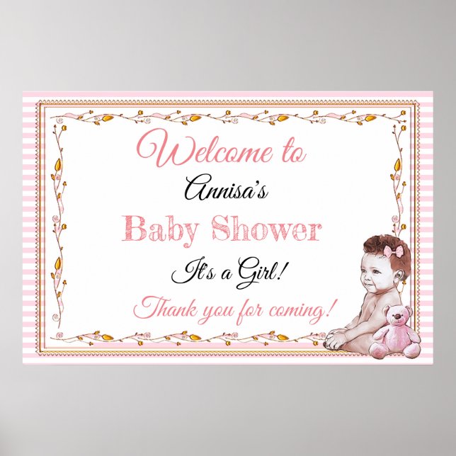 Póster Banner Baby Shower personalizado (Frente)