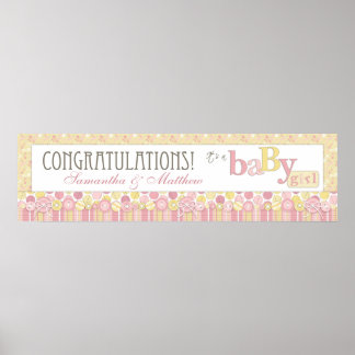 Póster Banner Baby Shower Stripe, Dot & Diaper Pins