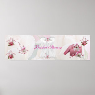 Póster Banner Bridal Shower White Pink Corset