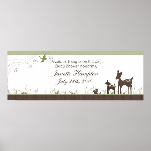 Póster Banner de Baby Shower con ciervo (Frente)