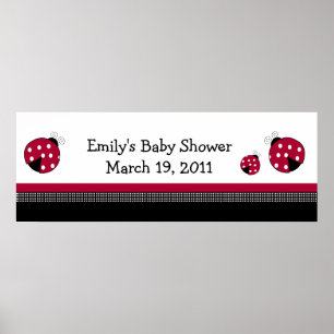 Póster Banner de Baby Shower/cumpleaños de POLKADOT LADYB