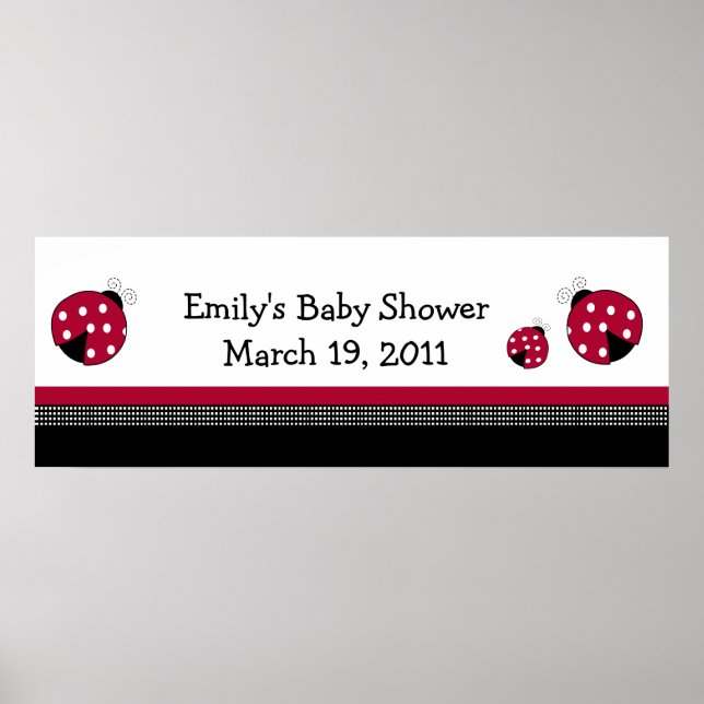 Póster Banner de Baby Shower/cumpleaños de POLKADOT LADYB (Frente)