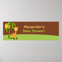 Póster Banner de Baby Shower Cute Giraffe