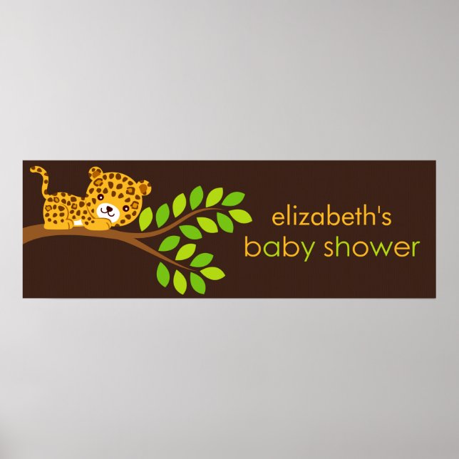 Póster Banner de Baby Shower Cute Little Leopard (Frente)