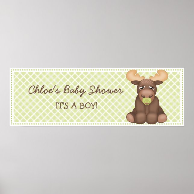 Póster Banner de Baby Shower de Baby Moose (Frente)